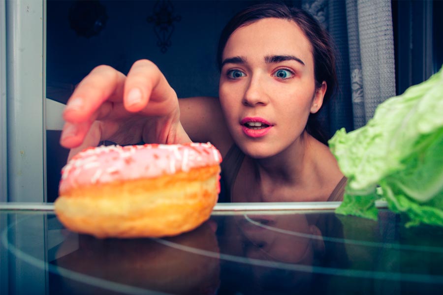 Hungry cute woman