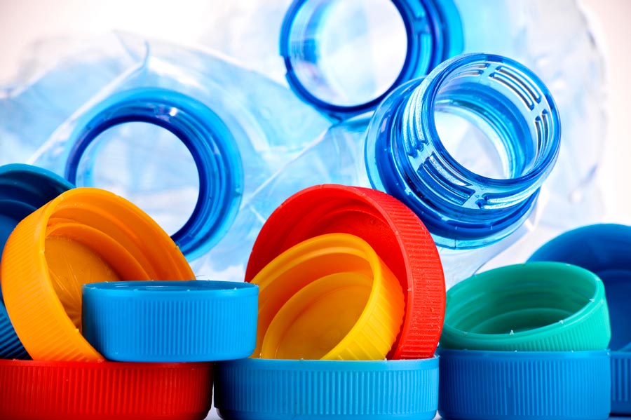 Plastic bottles and caps